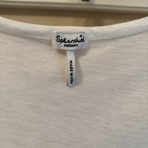 SPLENDID Woman's Long Sleeve Scoop Neck Tee Size M in color White - Picture 3 of 3